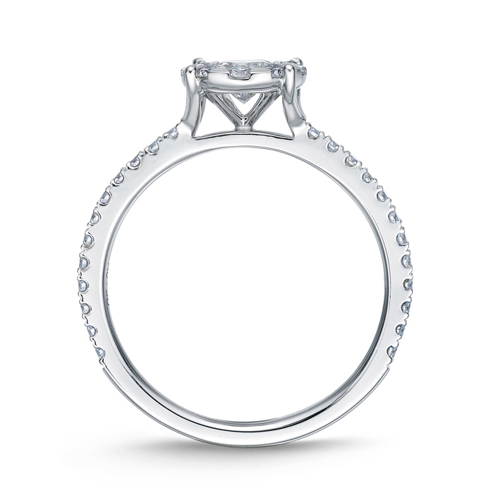 Bouquet Solitaire Engagement Ring with Diamond Shank .72ctw