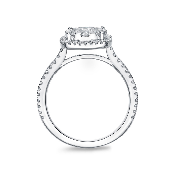 Bouquet Cushion Halo Engagement Ring .78ctw (.30 center)