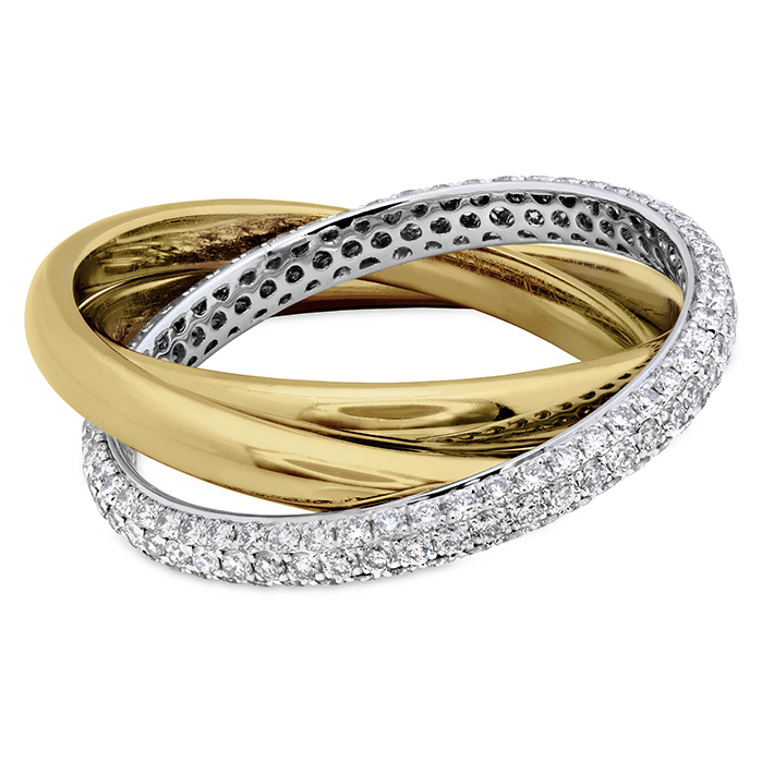 Pavé 3 Row Rolling Ring .91ctw approx. 2.5mm