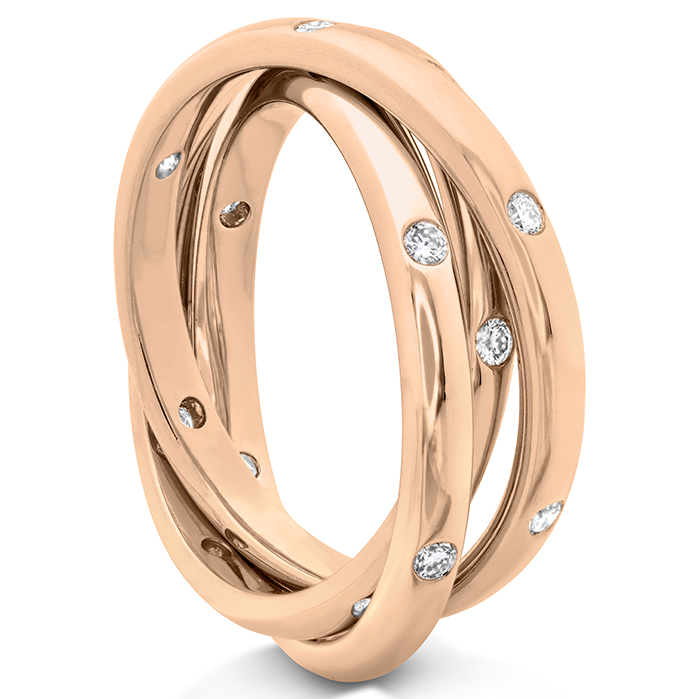 Burnished 3 Row Rolling Ring .33ctw approx. 2.5mm