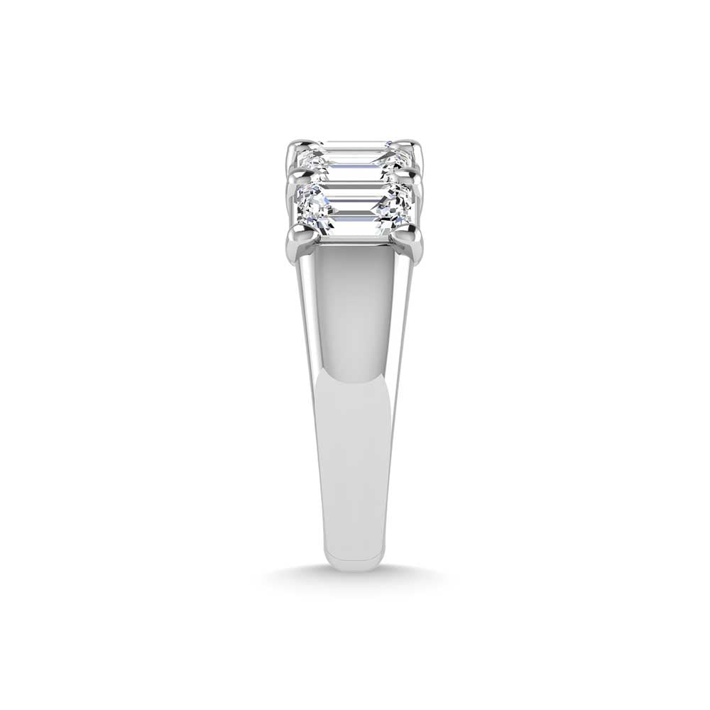 14K White Gold Lab Grown Diamond 1 Ct.Tw. Emerald Shape 5 Stone Wedding Band