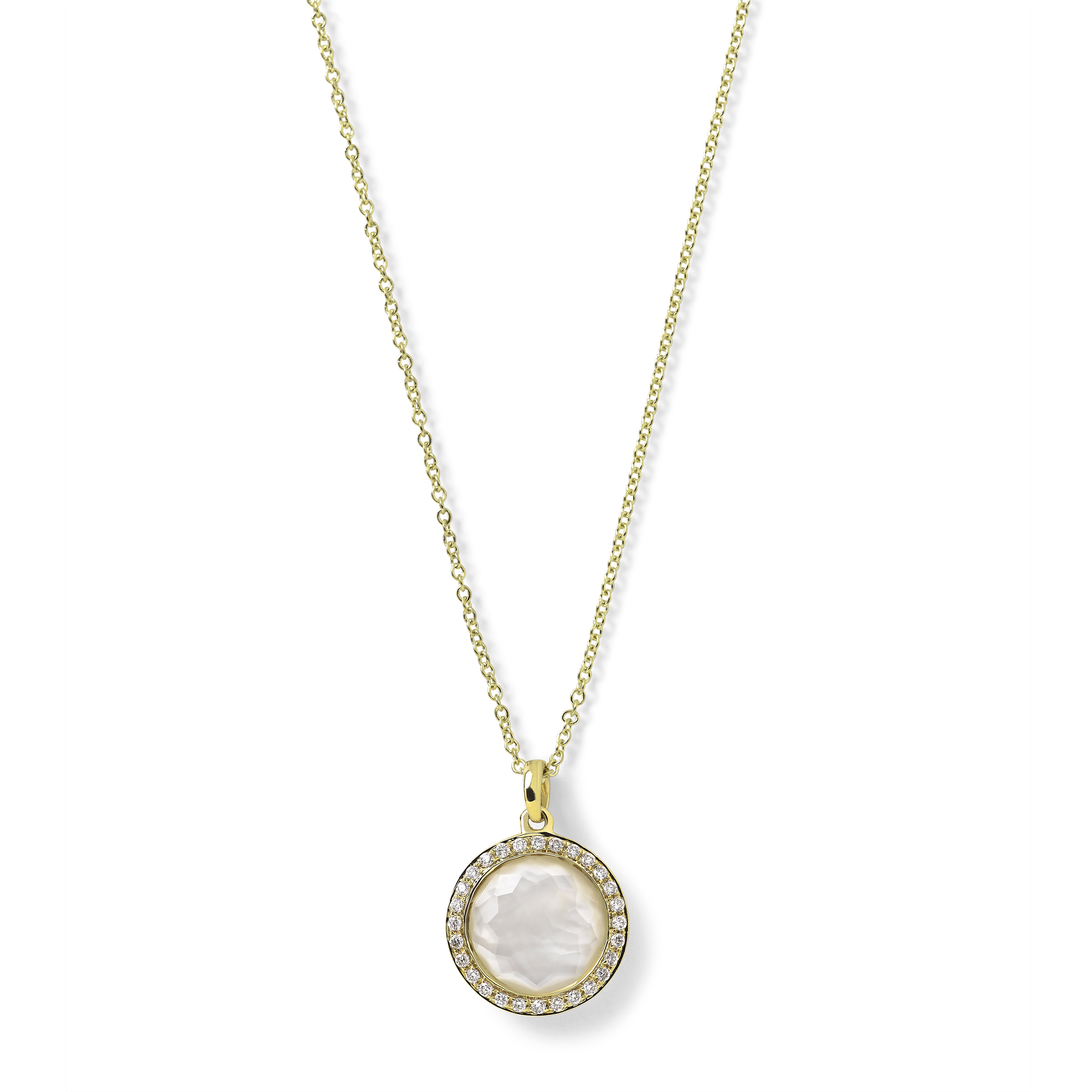 IPPOLITA 18K Gold Rock Candy Mini Lollipop Pendant Necklace in MOP Doublet with Diamonds (0.14 ctw) 16-18"
