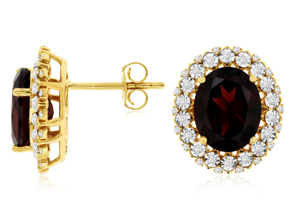 GARNET & DIAMOND EARRING