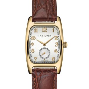 Hamilton BOULTON L QTZ WHITE/GOLD BROWN LTHR