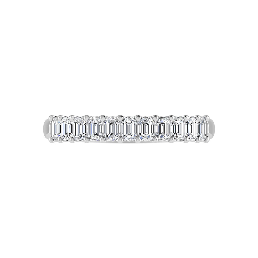 14K White Gold Lab Grown Diamond 1 Ct.Tw. Halfway Emerald Wedding Band