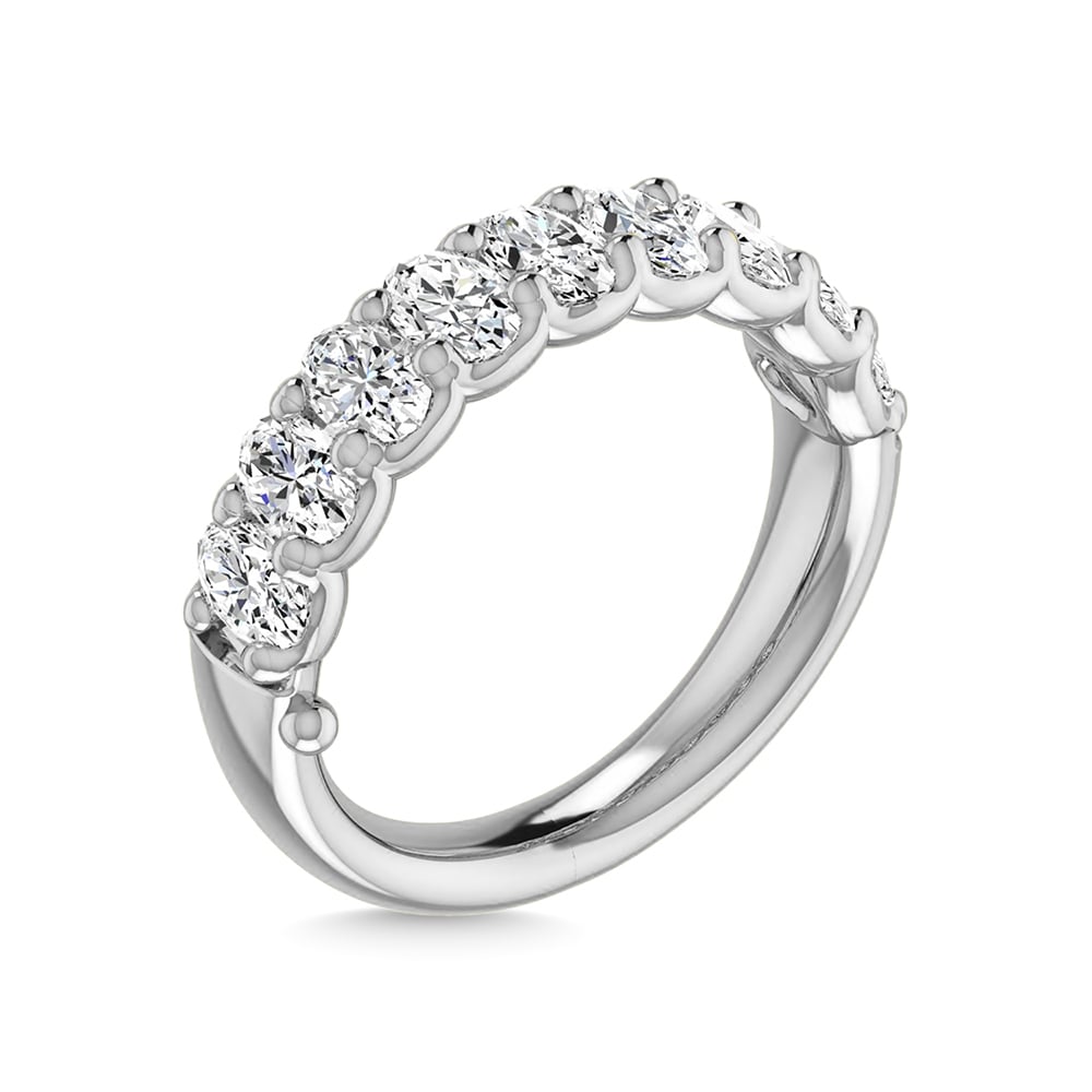 14K White Gold Lab Grown Diamond 1 1/3 Ct.Tw. Oval Shape Halfway Wedding Band