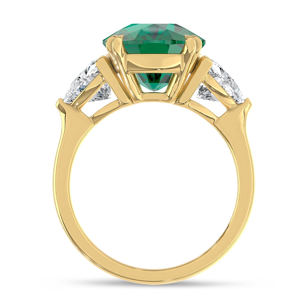 14K Yellow Gold Lab Grown Diamond 7 1/2 Ct.Tw. Oval Shape Recrystalized Emerald Engagement Ring (Center 5 5/8 ct)