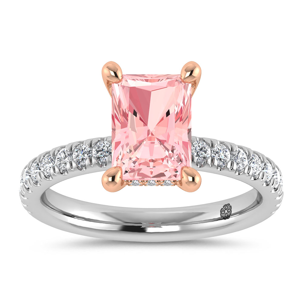 14K White Gold Lab Grown Radiant Shape Pink Diamond 2 1/2 Ct.Tw. Engagement Ring