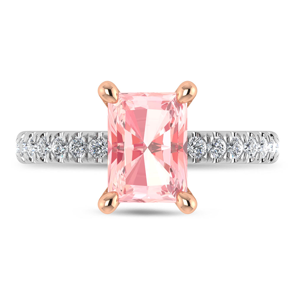 14K White Gold Lab Grown Radiant Shape Pink Diamond 2 1/2 Ct.Tw. Engagement Ring