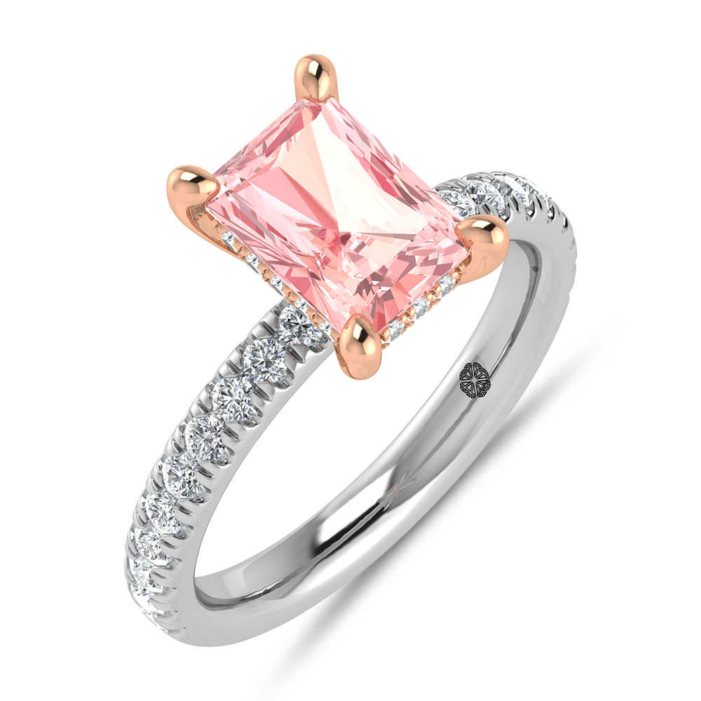 14K White Gold Lab Grown Radiant Shape Pink Diamond 2 1/2 Ct.Tw. Engagement Ring