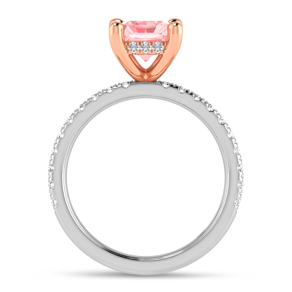 14K White Gold Lab Grown Radiant Shape Pink Diamond 2 1/2 Ct.Tw. Engagement Ring