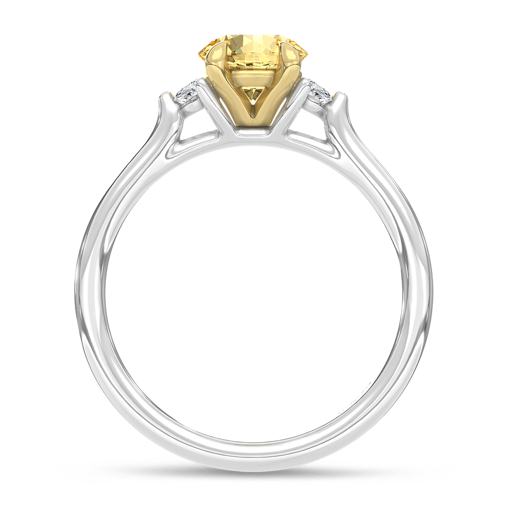 14K Two Tone Gold Lab Grown Yellow Diamond 1 1/6 Ct.Tw. Engagement Ring (Center 1ct)