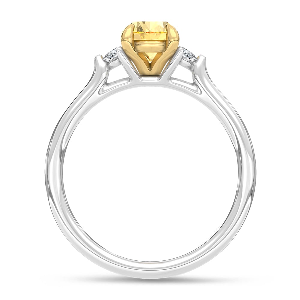14K Two Tone Gold Lab Grown Diamond 1 1/6 Ct.Tw. Yellow Oval Engagement Ring (Center 1ct)