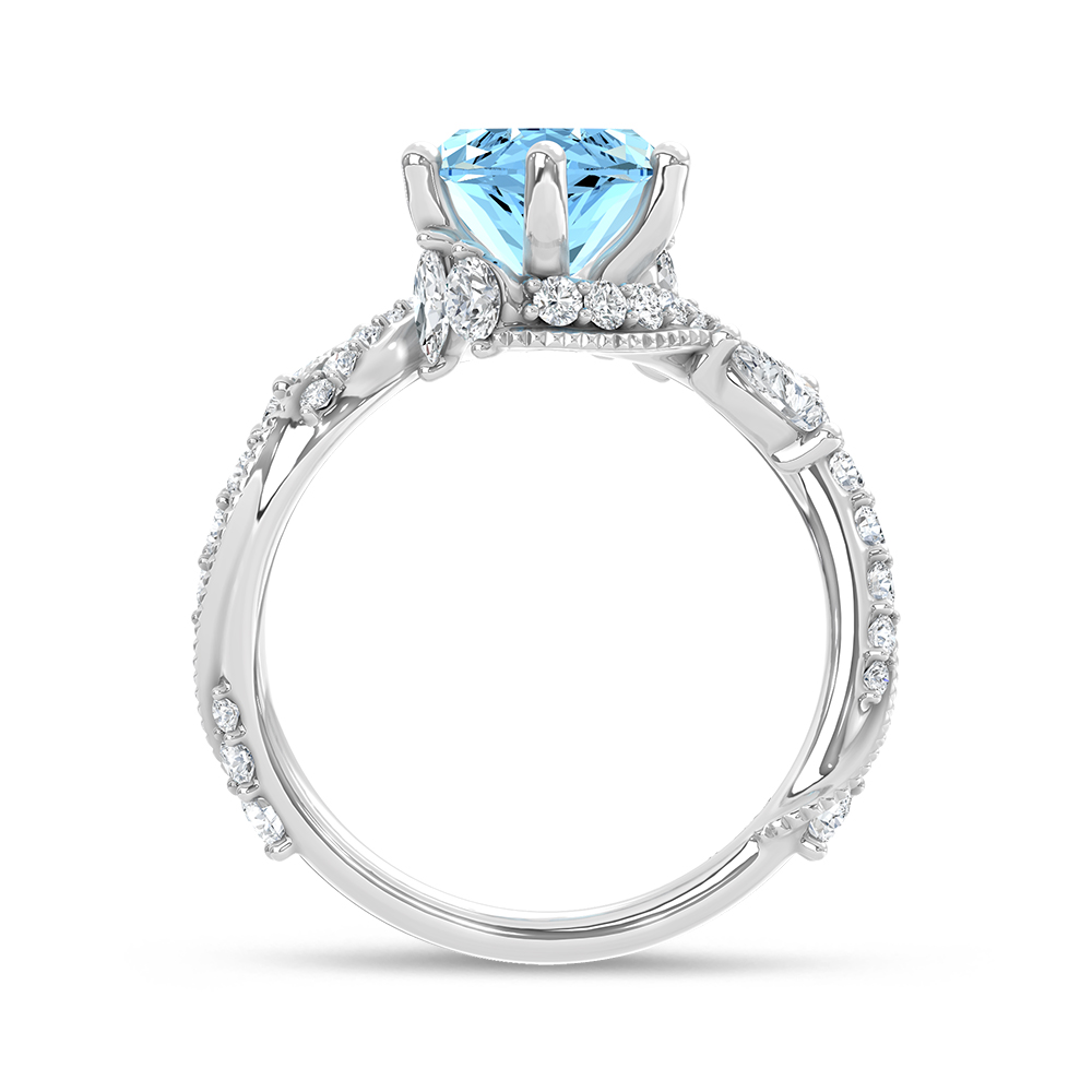 14K White Gold Lab Grown Diamond 4 1/2 Ct.Tw. Blue Marquise Engagement Ring (Center 3 1/2ct)