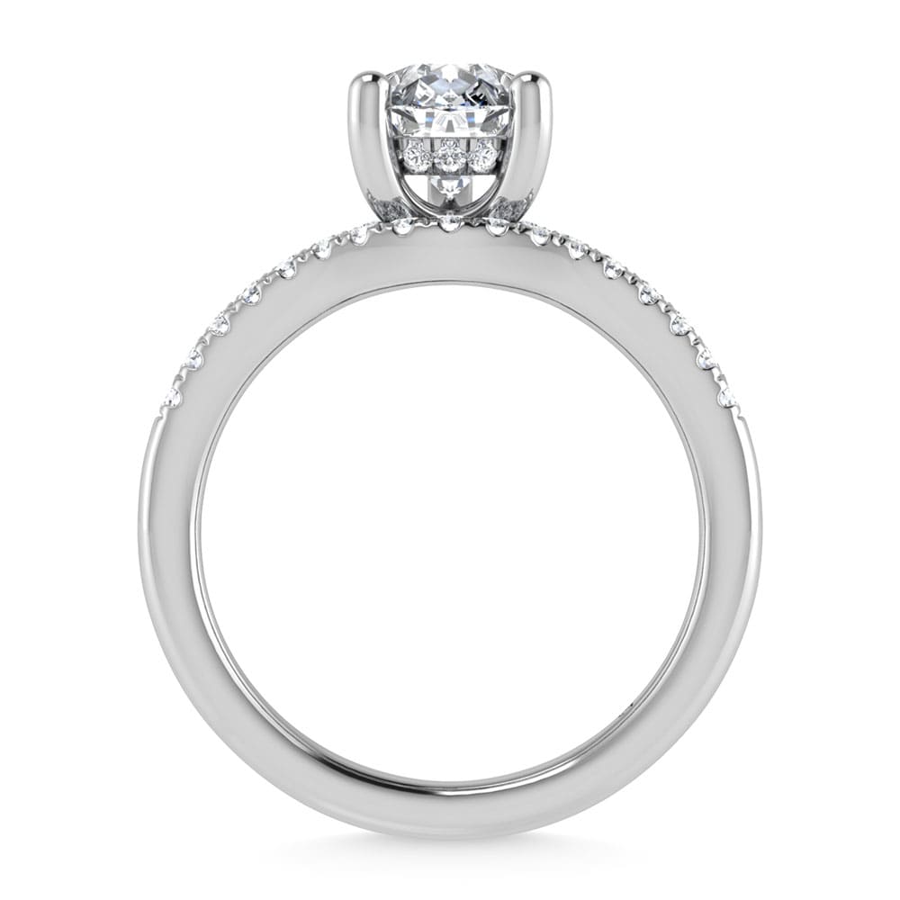 14K White Gold Lab Grown Diamond 1 3/4 Ct.Tw. IGI Certified Pear Shape Hidden Halo Engagement Ring