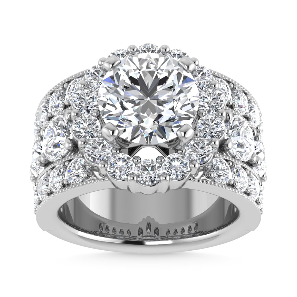 14K White Gold Lab Grown Diamond 6 Ct.Tw.( 3 ct Center) Engagement Ring