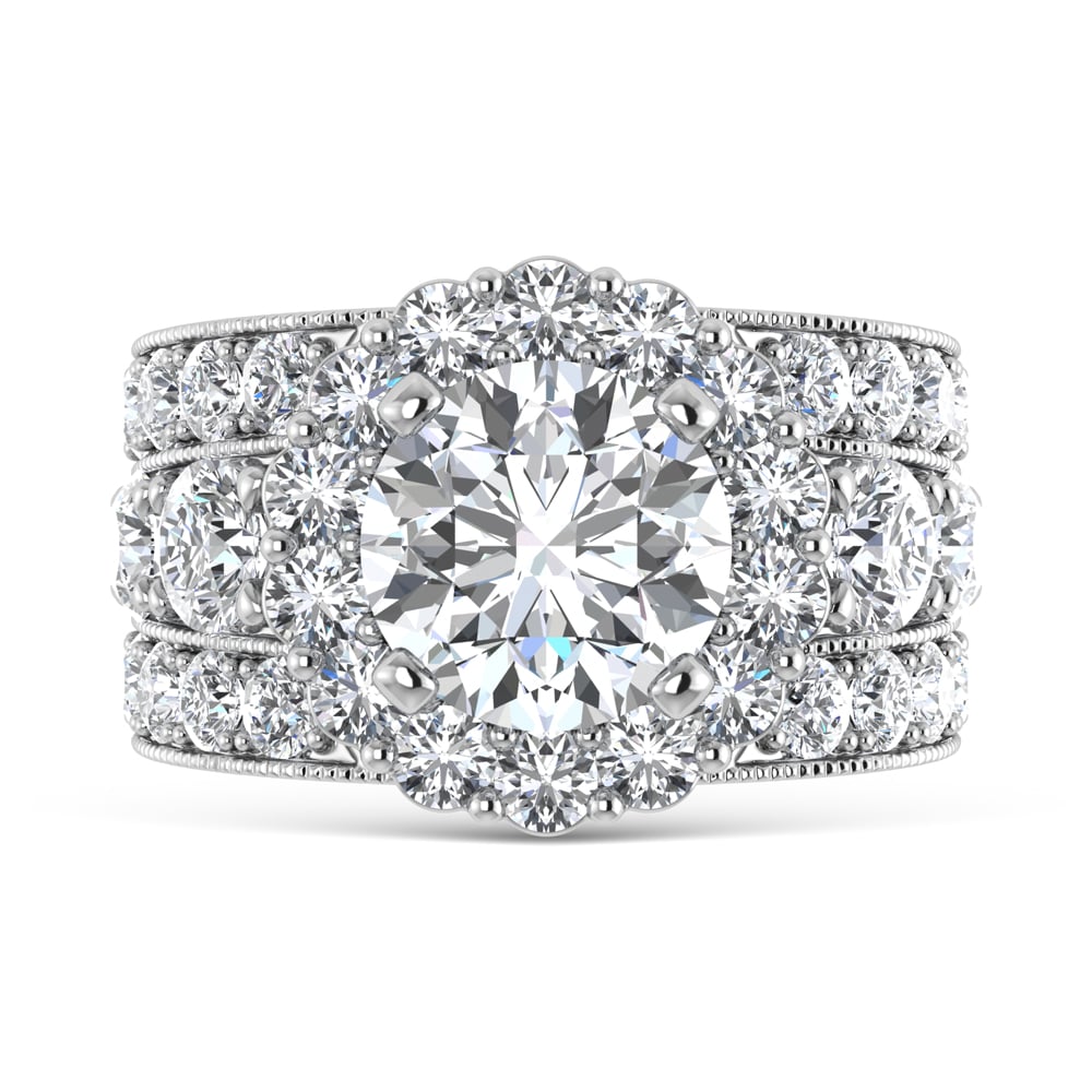 14K White Gold Lab Grown Diamond 6 Ct.Tw.( 3 ct Center) Engagement Ring