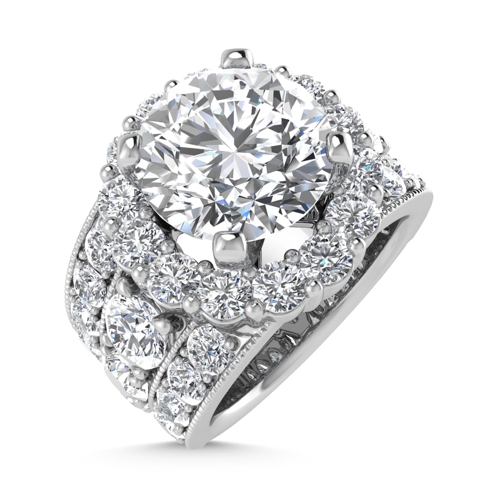 14K White Gold Lab Grown Diamond 6 Ct.Tw.( 3 ct Center) Engagement Ring