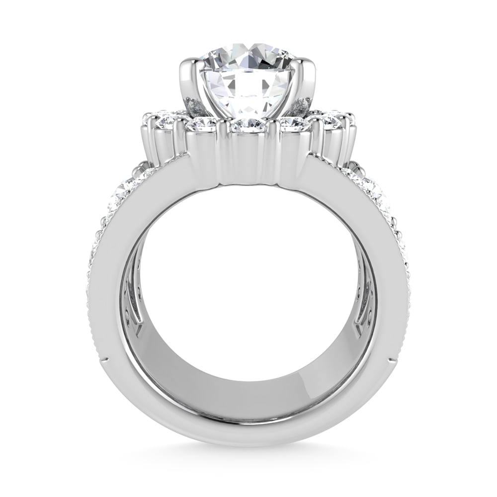 14K White Gold Lab Grown Diamond 6 Ct.Tw.( 3 ct Center) Engagement Ring