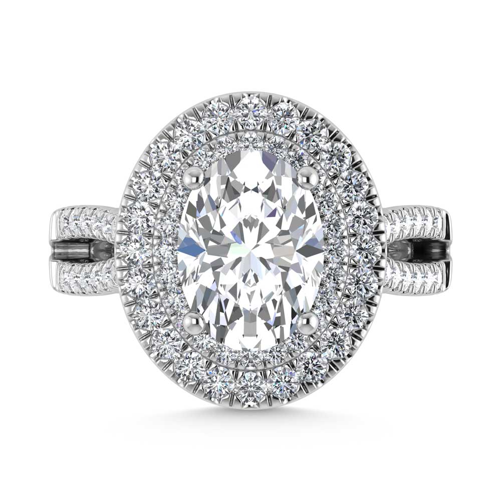 14K White Gold Lab Grown Diamond 3 7/8 Ct.Tw. Oval Shape Fashion Ring (IGI Certfied Center 3ct)