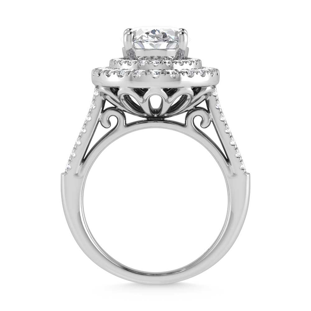 14K White Gold Lab Grown Diamond 3 7/8 Ct.Tw. Oval Shape Fashion Ring (IGI Certfied Center 3ct)