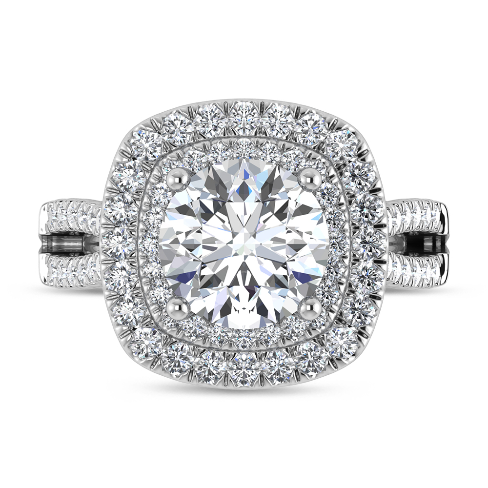 14K White Gold Lab Grown Diamond 3 7/8 Ct.Tw. Round Shape Fashion Ring (IGI Certfied Round Center 3 ct)