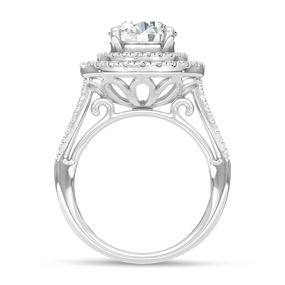 14K White Gold Lab Grown Diamond 3 7/8 Ct.Tw. Round Shape Fashion Ring (IGI Certfied Center 3ct)