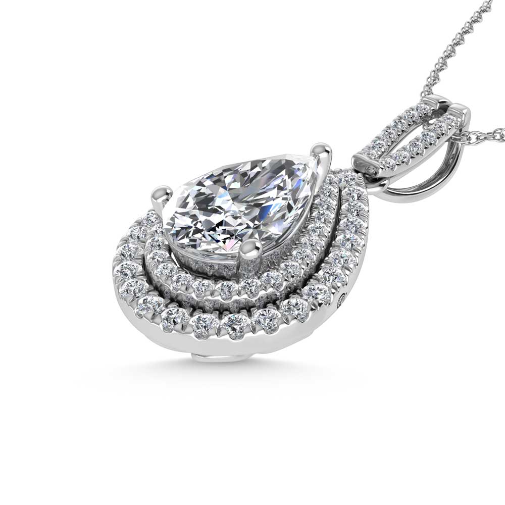 14K White Gold Lab Grown Diamond 3 3/4 Ct.Tw. Pear Shape Fashion Pendant (Pear Center 3 ct)