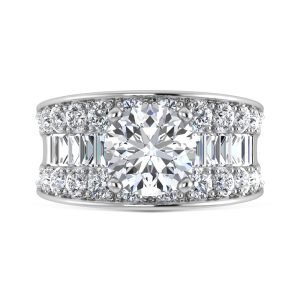 14K White Gold Lab Grown Diamond 5 7/8 ct.tw. Round Shape Engagement Ring (IGI Certified Center 3ct)