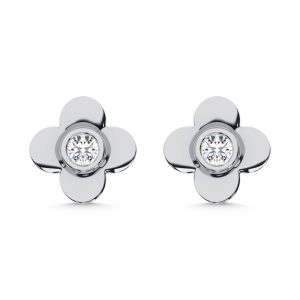 10K White Gold Lab Grown Diamond 1/10 Ct.Tw. Clover Earrings