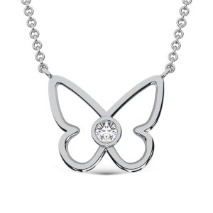 10K White Gold Lab Grown Diamond 1/20 Ct.Tw. Fashion Necklace