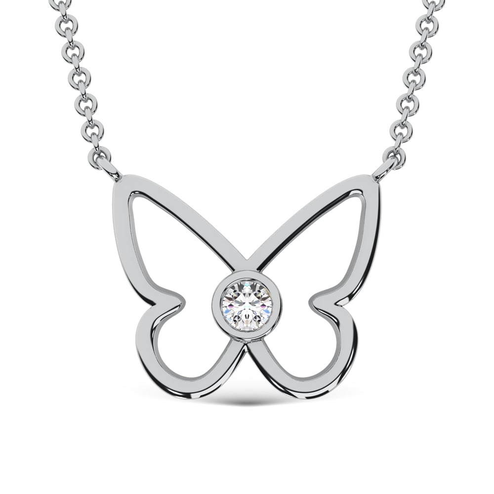 10K White Gold Lab Grown Diamond 1/20 Ct.Tw. Fashion Necklace