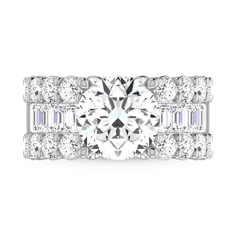 14K White Gold Lab Grown Diamond 8 1/5 Ct.Tw. Round and Emerald Band