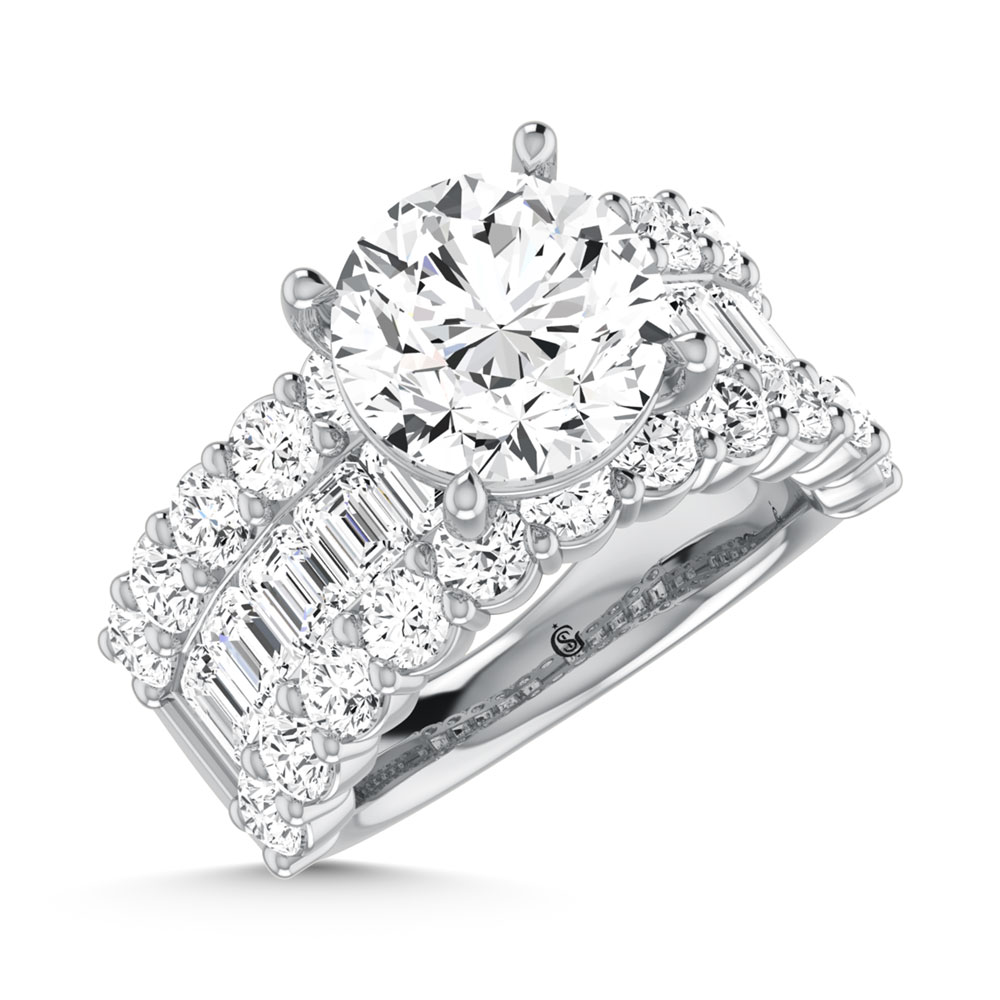 14K White Gold Lab Grown Diamond 8 1/5 Ct.Tw. Round and Emerald Band