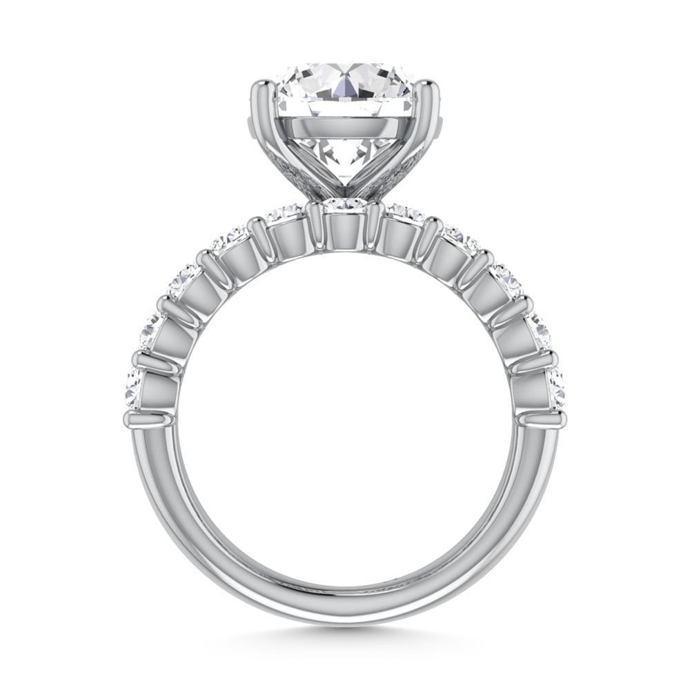 14K White Gold Lab Grown Diamond 8 1/5 Ct.Tw. Round and Emerald Band