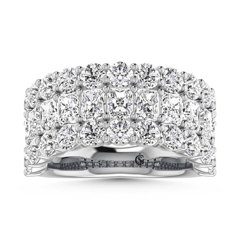 14K White Gold Lab Grown Diamond 5 Ct.Tw. Round and Radiant Shape Fashion Band