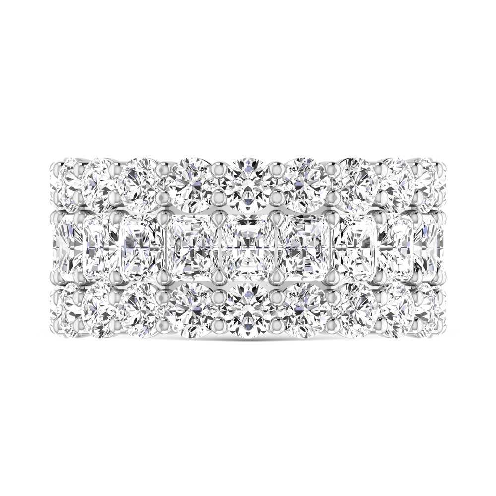 14K White Gold Lab Grown Diamond 5 Ct.Tw. Round and Radiant Shape Fashion Band