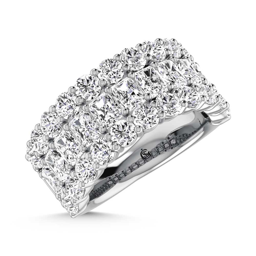14K White Gold Lab Grown Diamond 5 Ct.Tw. Round and Radiant Shape Fashion Band