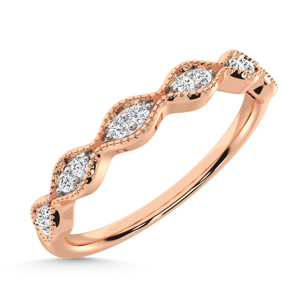 10K Rose Gold Lab Grown Diamond 1/10 Ct.Tw. Wedding Band
