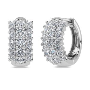 14K White Gold Lab Grown Diamond 1 1/4 Ct.Tw. Huggies Earrings