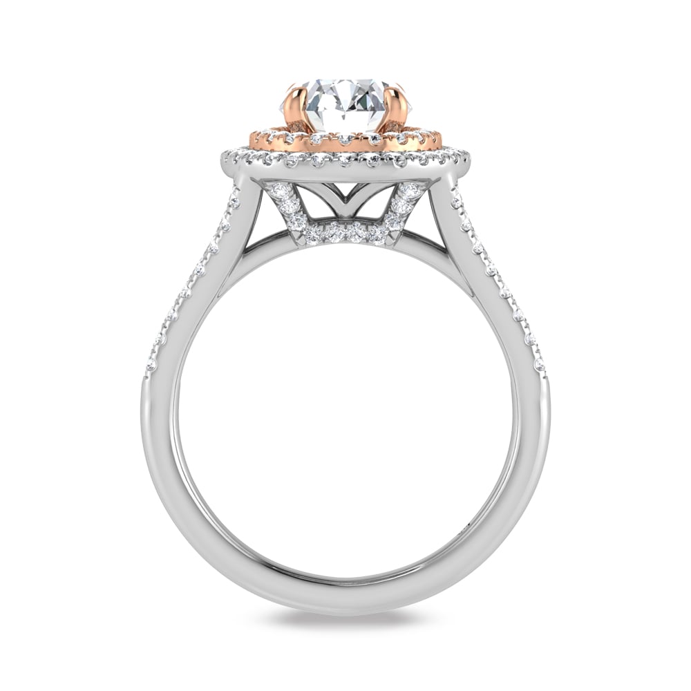14K Two Tone Lab Grown Diamond 2 5/8 Ct.Tw. Oval Shape Engagement Ring (IGI Certified Center 2ct)