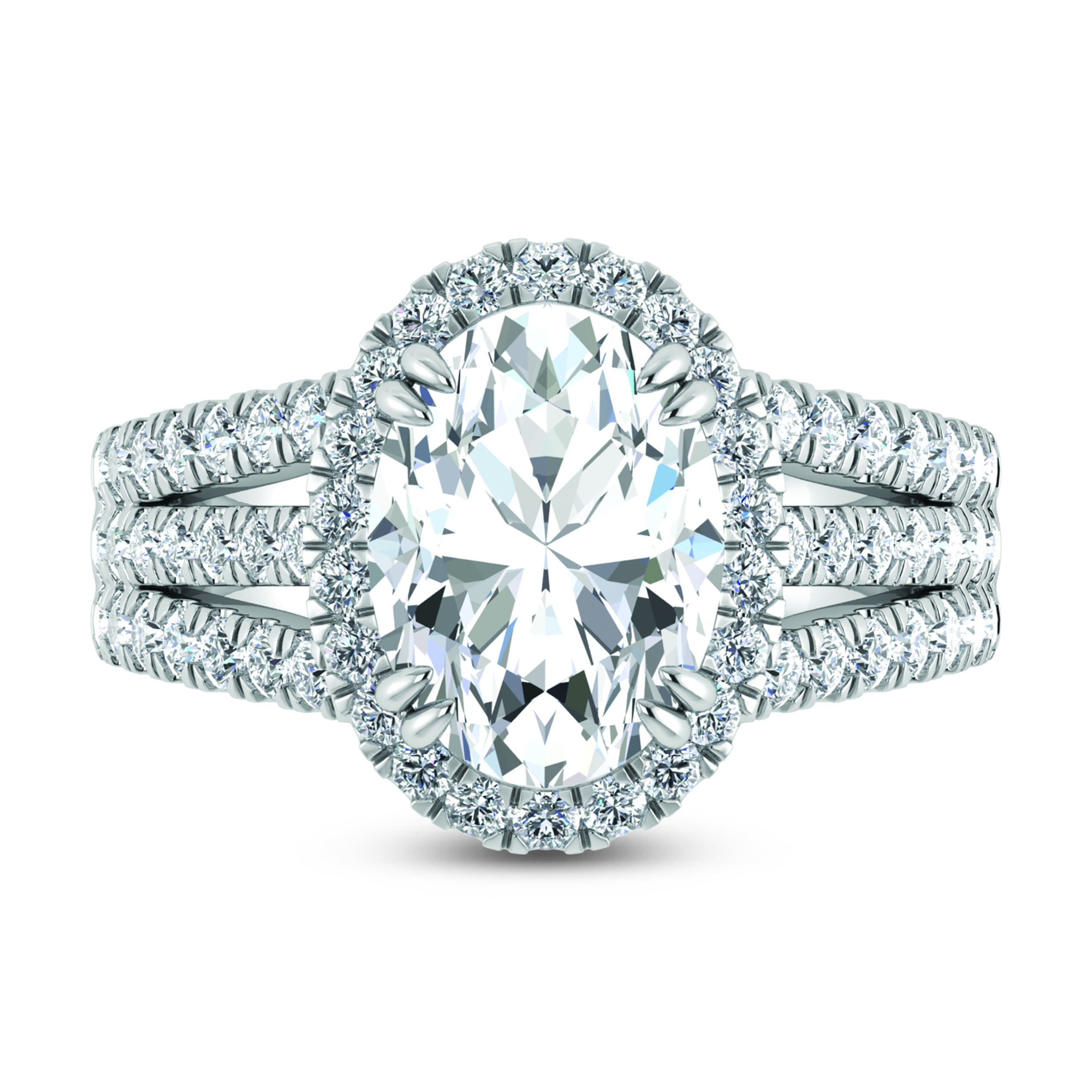 14K White Gold Labgrown Diamond 3 7/8 Ct.Tw. Oval Shape Engagement Ring