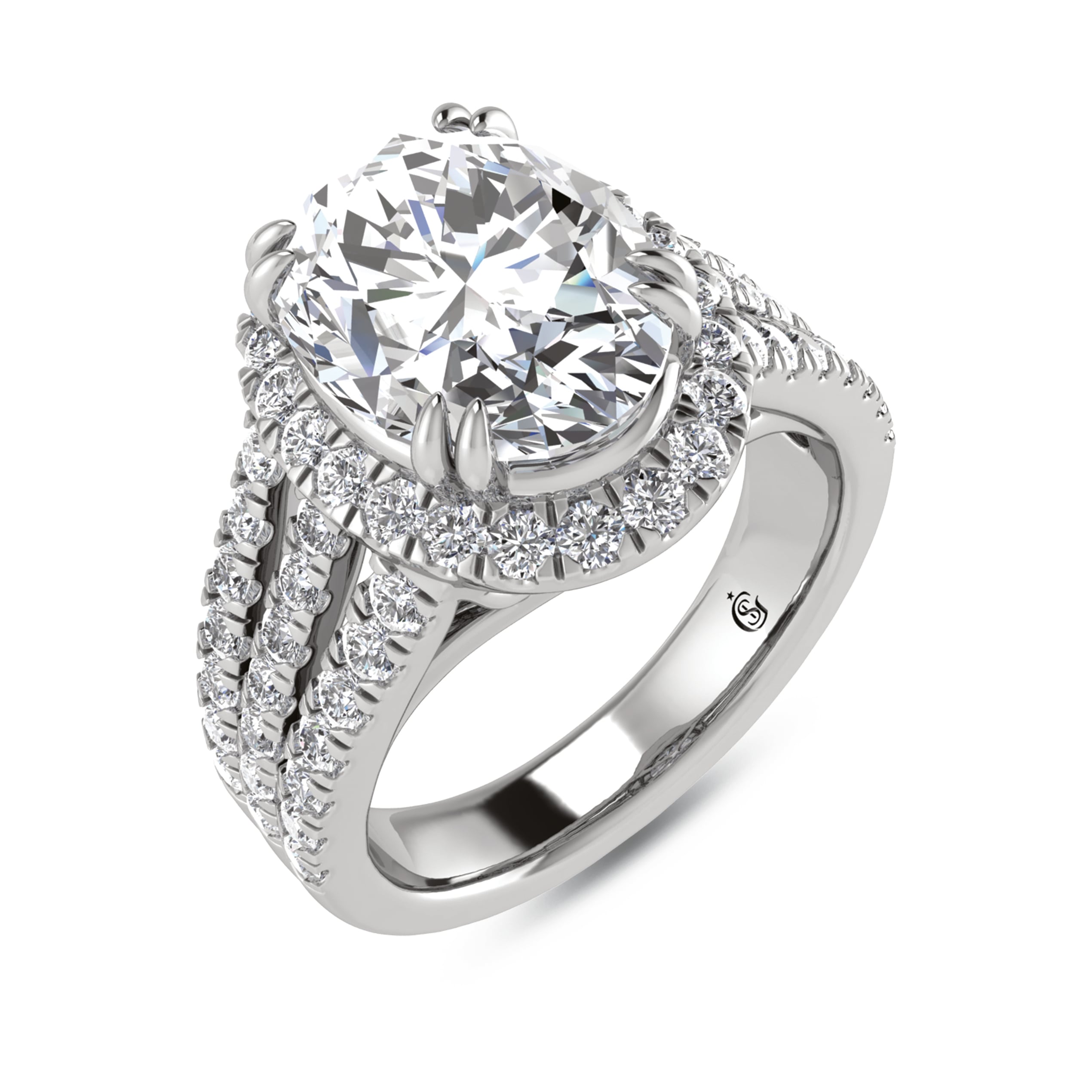 14K White Gold Labgrown Diamond 3 7/8 Ct.Tw. Oval Shape Engagement Ring