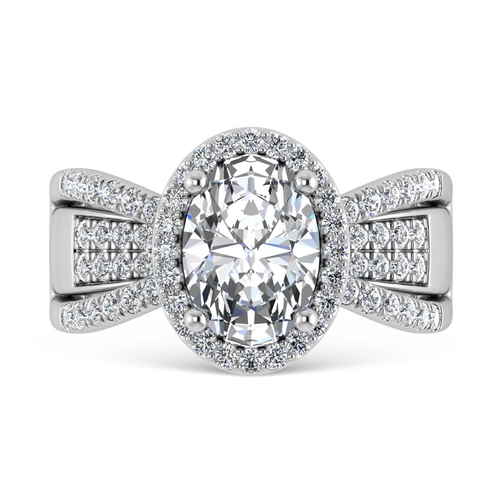 14K White Gold Lab Grown Diamond 2 1/2 Ct.Tw. Oval Shape Engagement Ring (IGI Certified Center 2ct)