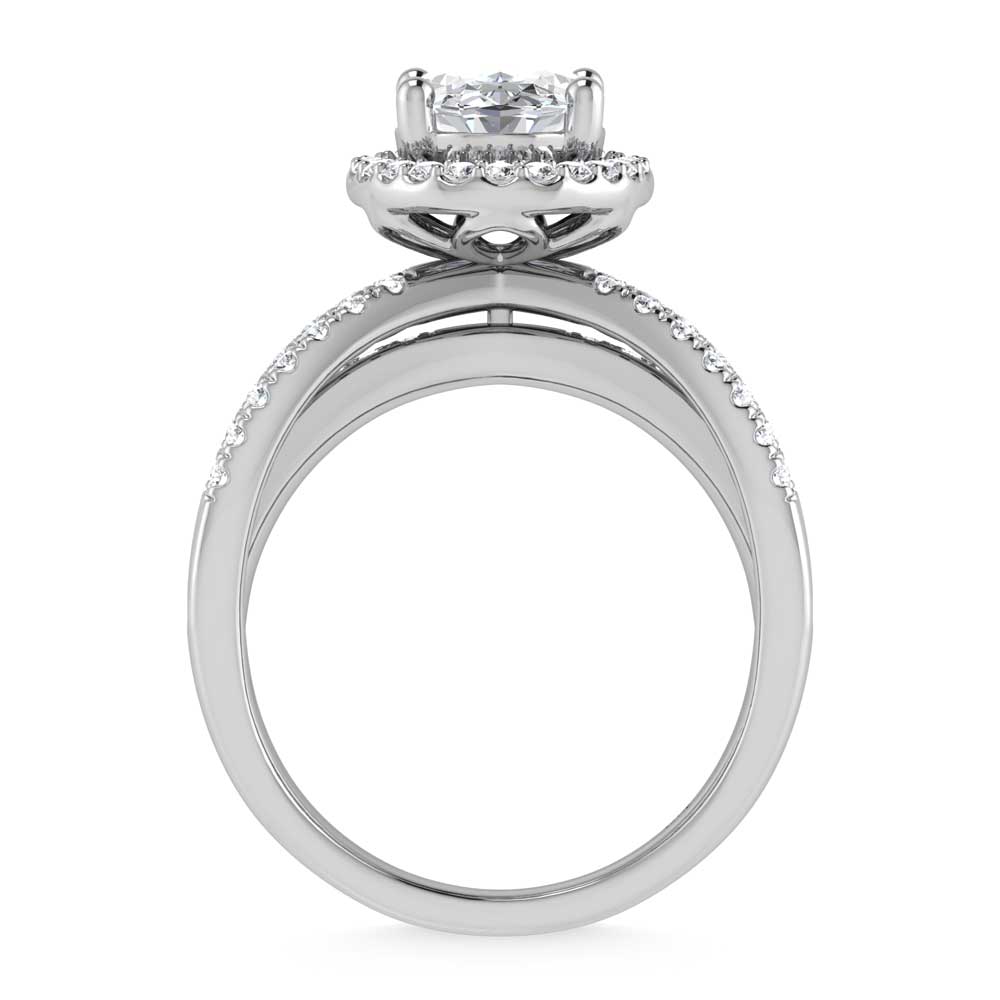 14K White Gold Lab Grown Diamond 2 1/2 Ct.Tw. Oval Shape Engagement Ring (IGI Certified Center 2ct)