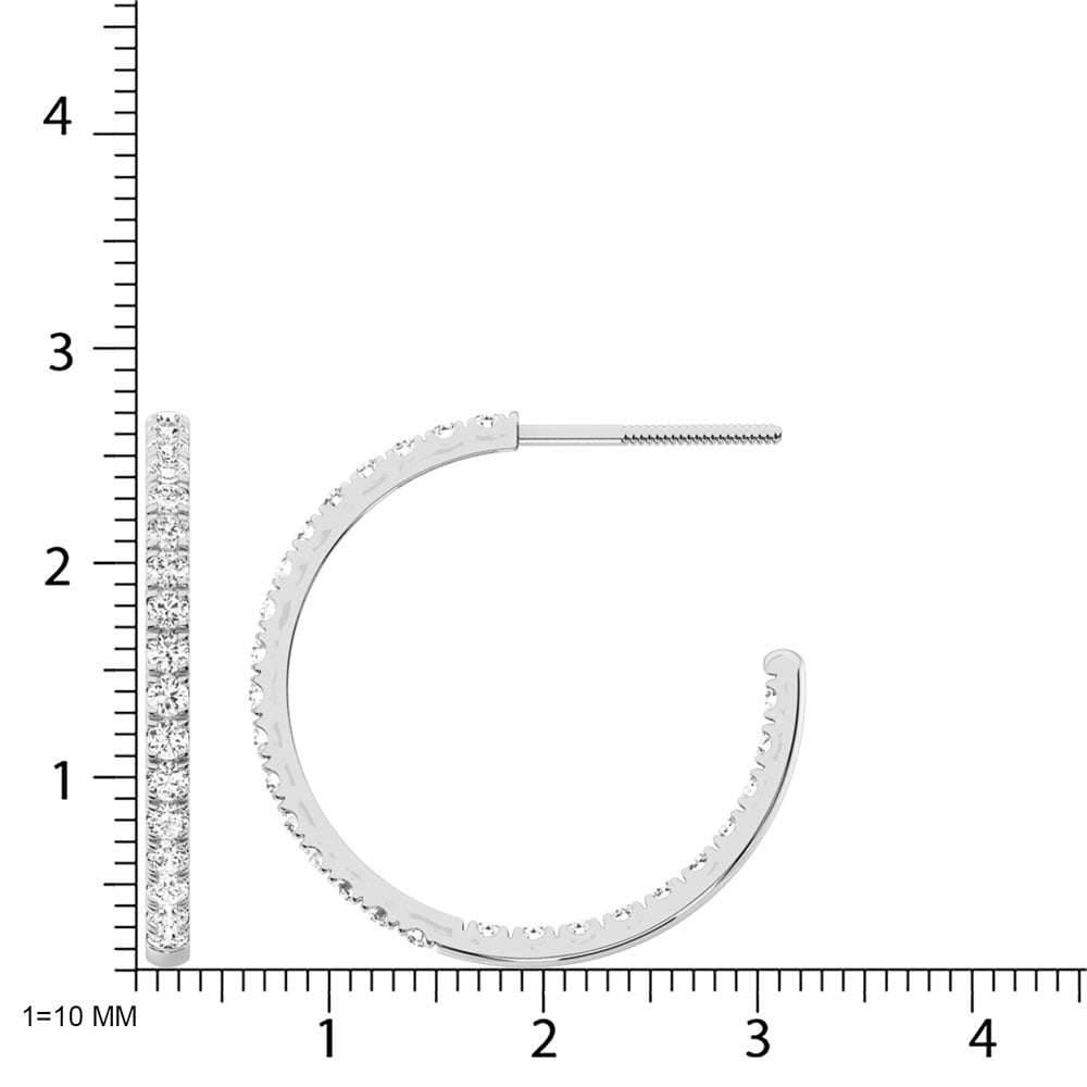 14K White Gold Lab Grown Diamond 1 Ct.Tw. Hoop Earrings