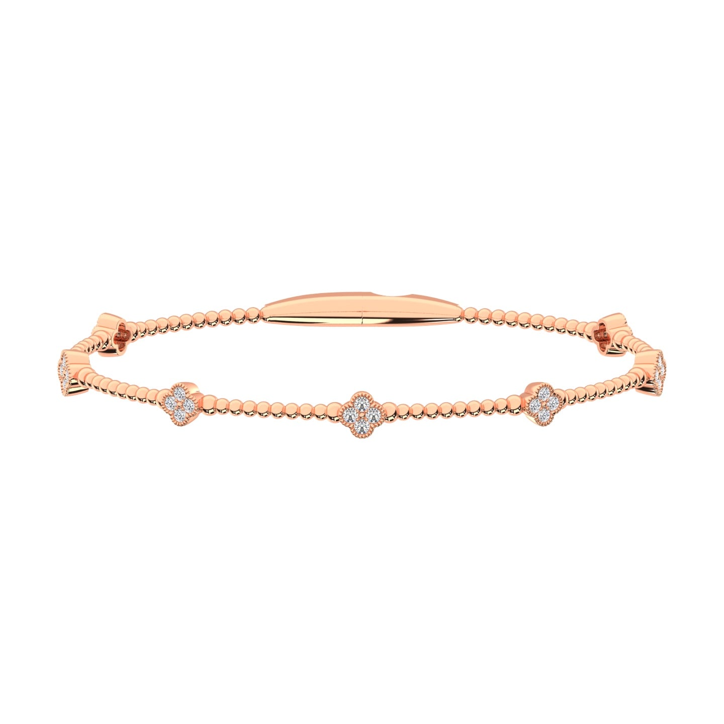 14K Rose Lab Grown 7/8 Ct.Tw. Clover Flexi Bangle