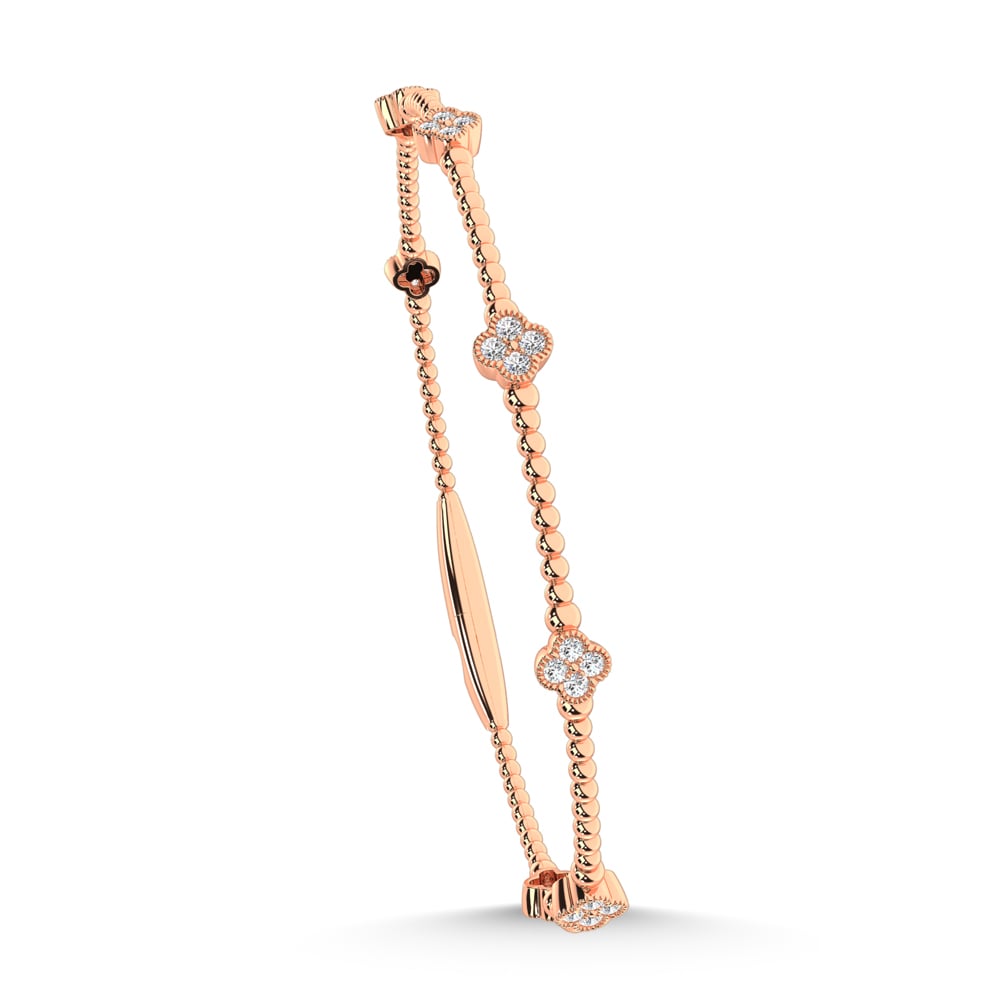 14K Rose Lab Grown 7/8 Ct.Tw. Clover Flexi Bangle