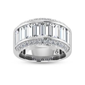 14K White Gold Round & Baguette Lab Grown Diamond 4 Ct.Tw. Wedding Band