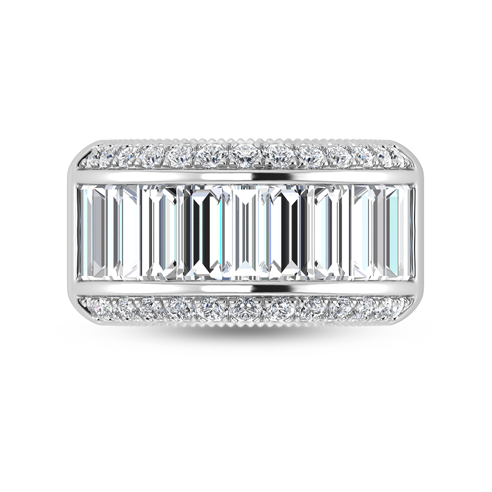 14K White Gold Round & Baguette Lab Grown Diamond 4 Ct.Tw. Wedding Band